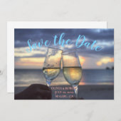 Eenvoudig script - strand Save the Date Kaart (Voorkant / Achterkant)