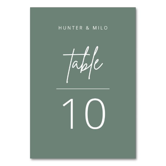 Eenvoudig script tabelnummer bruiloftsbevestiging kaart (Voorkant)