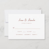 Eenvoudig script terracotta bruiloft RSVP kaartje (Voorkant)
