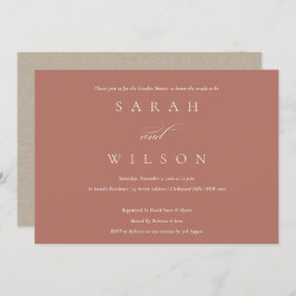 Eenvoudig Script Terracotta Couples Shower Invite Bedankkaart