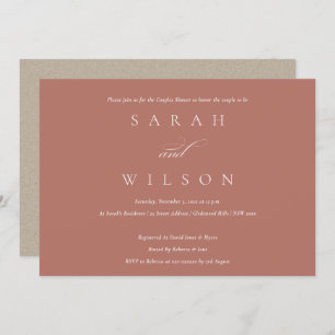 Eenvoudig Script Terracotta Couples Shower Invite Bedankkaart