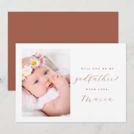 Eenvoudig Script Terracotta Godfather Voorstel Fot Kaart