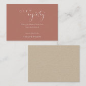 Eenvoudig script terracotta Wedding Gift Registry Informatiekaartje (Voorkant / Achterkant)
