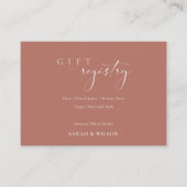 Eenvoudig script terracotta Wedding Gift Registry Informatiekaartje (Voorkant)