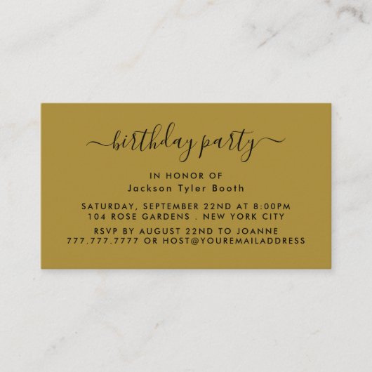 Eenvoudig script - Ticket van Black & Gold Birthda (Voorkant)