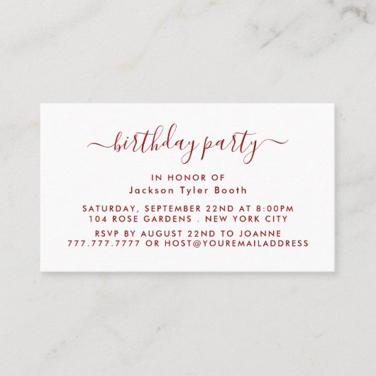 Eenvoudig script - Ticket voor Red & White Birthda (Voorkant)