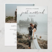 Eenvoudig Script Trouwfoto Net Getrouwd Uitnodigen Bedankkaart (Voorkant / Achterkant)