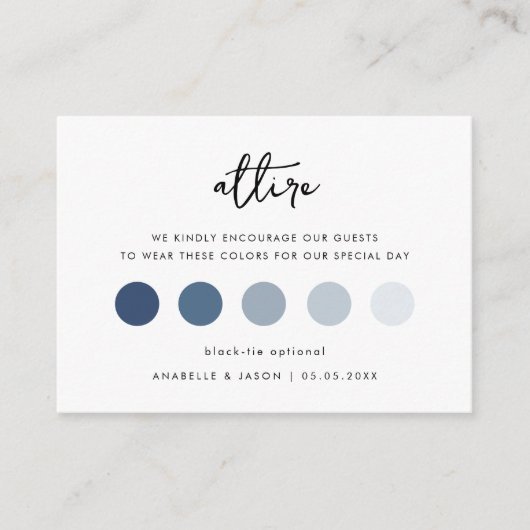 Eenvoudig script Trouwjurk Code Gastenkleding Informatiekaartje (Voorkant)