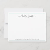Eenvoudig script turquoise rand gepersonaliseerd notitiekaartje (Voorkant)