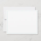 Eenvoudig script turquoise rand gepersonaliseerd notitiekaartje (Achterkant)