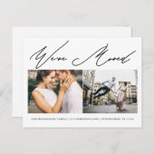 Eenvoudig script Twee foto Moderne adreswijziging Uitnodiging Briefkaart (Voorkant / Achterkant)