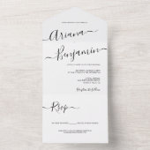 Eenvoudig script Typografie Black en white Wedding All In One Uitnodiging (Binnen)