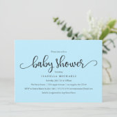 Eenvoudig script | Uitnodiging tot Baby shower (Staand voorkant)