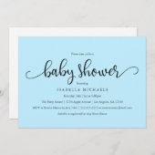 Eenvoudig script | Uitnodiging tot Baby shower (Voorkant / Achterkant)