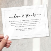 Eenvoudig script van Black White Funeral Bedankkaart