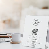 Eenvoudig Script Verbinding Met Ons Logo QR Code P Reclamebord Met Voetstuk