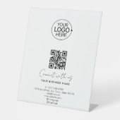 Eenvoudig Script Verbinding Met Ons Logo QR Code P Reclamebord Met Voetstuk (Voorkant)