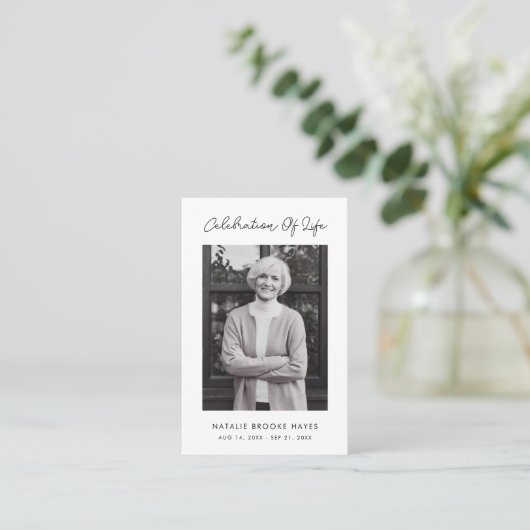 Eenvoudig Script Viering van het Leven Gebed Kaart Visitekaartje (Staand voorkant)