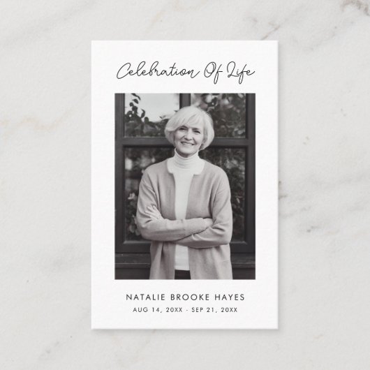 Eenvoudig Script Viering van het Leven Gebed Kaart Visitekaartje (Voorkant)