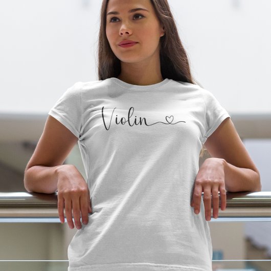 Eenvoudig Script Viool Hart Elegant T-shirt