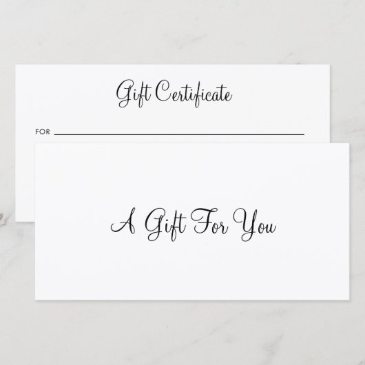 Eenvoudig script voor bedrijfscadeau (Voorkant / Achterkant)