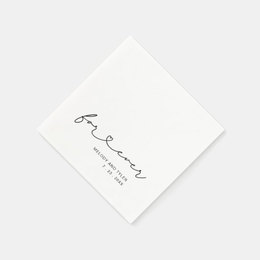 Eenvoudig script voor Forever Heart Wedding Paper Servet (Hoek)