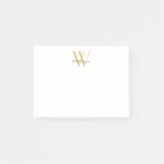 Eenvoudig script voor moderne Gold Chic Monogram N Post-it® Notes (Voorkant)