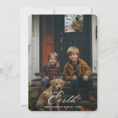 Eenvoudig script Vrede op Aarde Kerstfoto Feestdagenkaart (Voorkant)