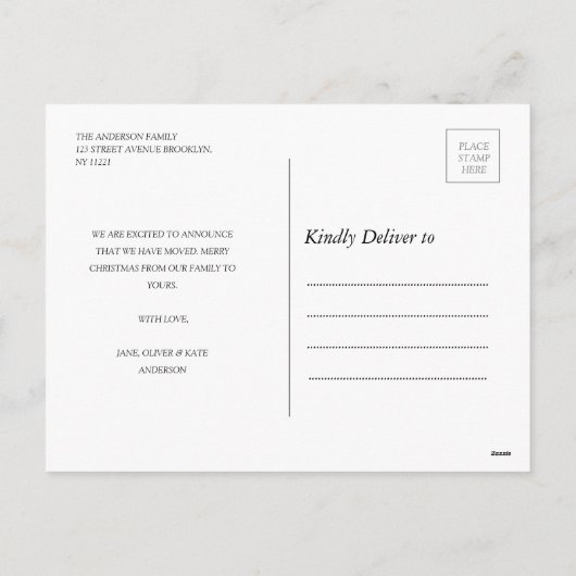 Eenvoudig script Vrolijk kerstfeest bewegende aank Feestdagenkaart (Achterkant)