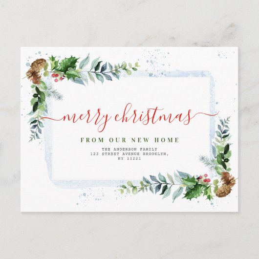 Eenvoudig script Vrolijk kerstfeest bewegende aank Feestdagenkaart (Voorkant)