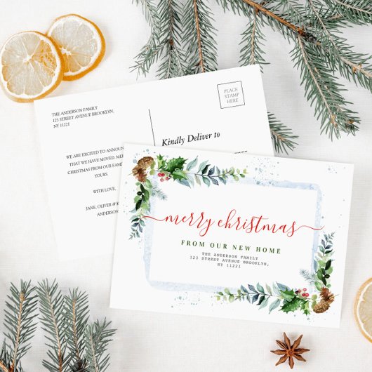 Eenvoudig script Vrolijk kerstfeest bewegende aank Feestdagenkaart