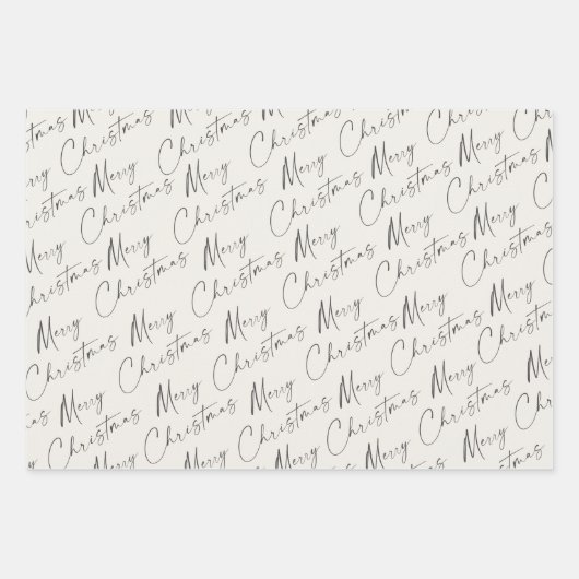 Eenvoudig Script Vrolijk Kerstfeest Boho Wildflowe Inpakpapier Vel (Voorkant)