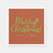 Eenvoudig script Vrolijk kerstfeest op rood-bruin Servet (Voorkant)