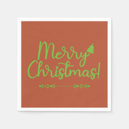 Eenvoudig script Vrolijk kerstfeest op rood-bruin  Servet