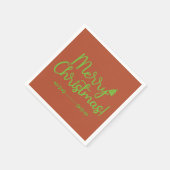 Eenvoudig script Vrolijk kerstfeest op rood-bruin Servet (Hoek)