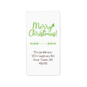 Eenvoudig script Vrolijk kerstfeest op wit adres Etiket (Voorkant)