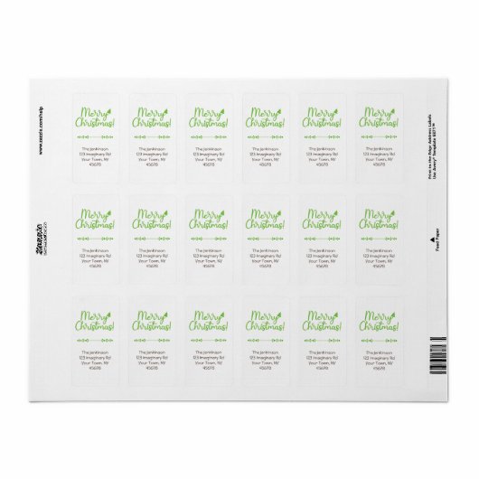 Eenvoudig script Vrolijk kerstfeest op wit adres Etiket (Full Sheet)