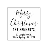 Eenvoudig script Vrolijk Kerstmis Familie Adres Rubberstempel (Afrduk)
