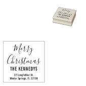 Eenvoudig script Vrolijk Kerstmis Familie Adres Rubberstempel (Gestempeld)