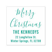 Eenvoudig script Vrolijk Kerstmis Familie Adres Zelfinktende Stempel (Design)
