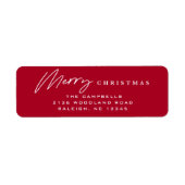 Eenvoudig script Vrolijk kerstrood retouradres Etiket (Voorkant)