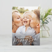 Eenvoudig script Vrolijk tijdperk Foto Kerstmis Feestdagenkaart (Staand voorkant)