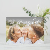 Eenvoudig script Vrolijk tijdperk Foto Kerstmis Feestdagenkaart (Staand voorkant)