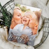 Eenvoudig script Vrolijk tijdperk Foto Kerstmis Feestdagenkaart