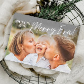 Eenvoudig script Vrolijk tijdperk Foto Kerstmis Feestdagenkaart