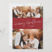 Eenvoudig script vrolijke kerst fotocollage feestdagenkaart (Voorkant)