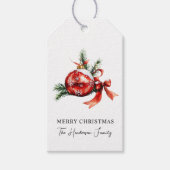 Eenvoudig Script Waterverf Kerstversiering Cadeaulabel (Voorkant)