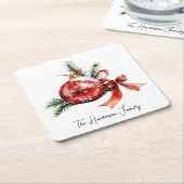 Eenvoudig Script Waterverf Kerstversiering Kartonnen Onderzetters (Schuin)