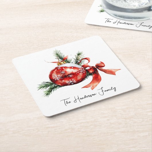 Eenvoudig Script Waterverf Kerstversiering Kartonnen Onderzetters (Schuin)