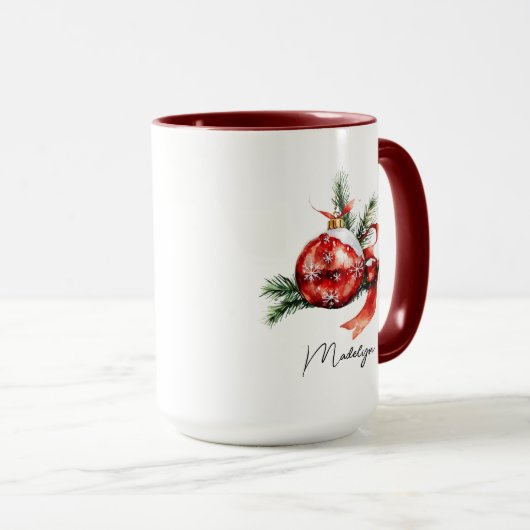 Eenvoudig Script Waterverf Kerstversiering Mok (Voorkant rechts)